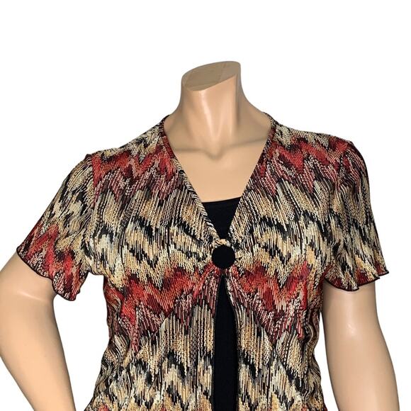Lane Bryant Blouse Short Sleeve Multicolor Tribal Print Pullover Size 14/16 - Picture 3 of 9